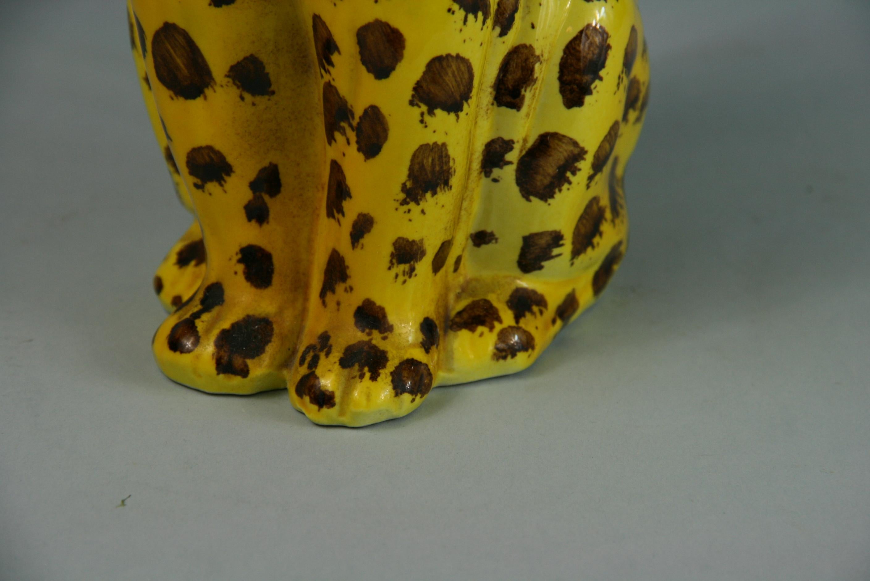Hand-Painted Cheetah Glazed Ceramic Hand Painted Pitcher  Italy 1975 For Sale