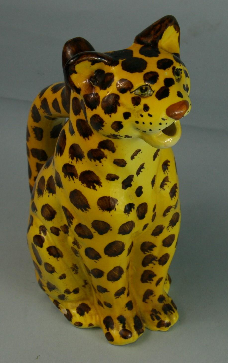 Cheetah Glazed Ceramic Hand Painted Pitcher  Italy 1975 For Sale 1