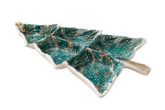 Italian Hand Painted Ceramic Christmas Tree Platter