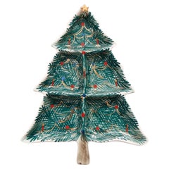 Plat d'arbre de Noël italien en céramique peint à la main
