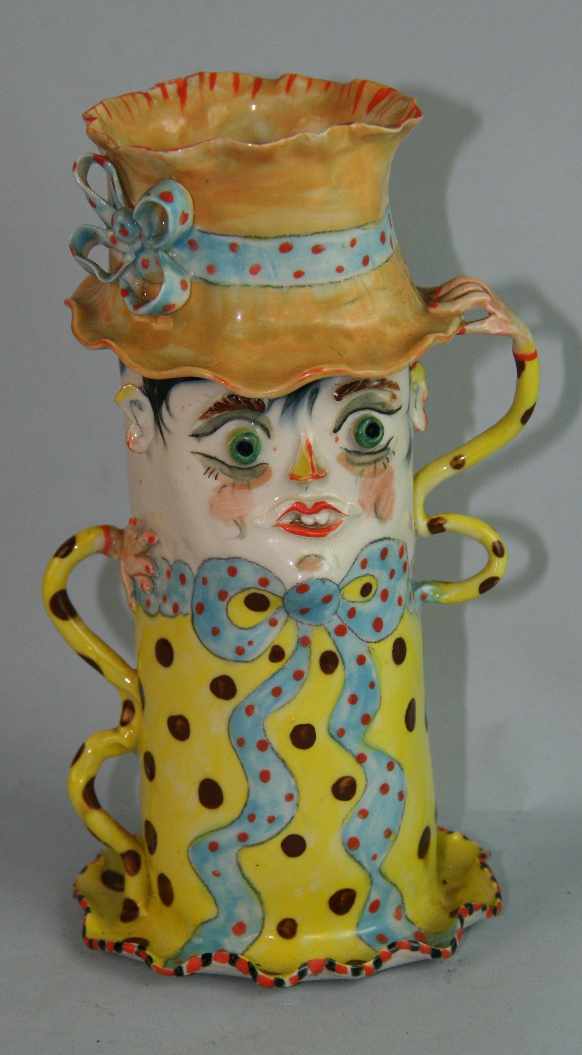 1275 Italian hand painted figural whimsical Vase signed I.Z.