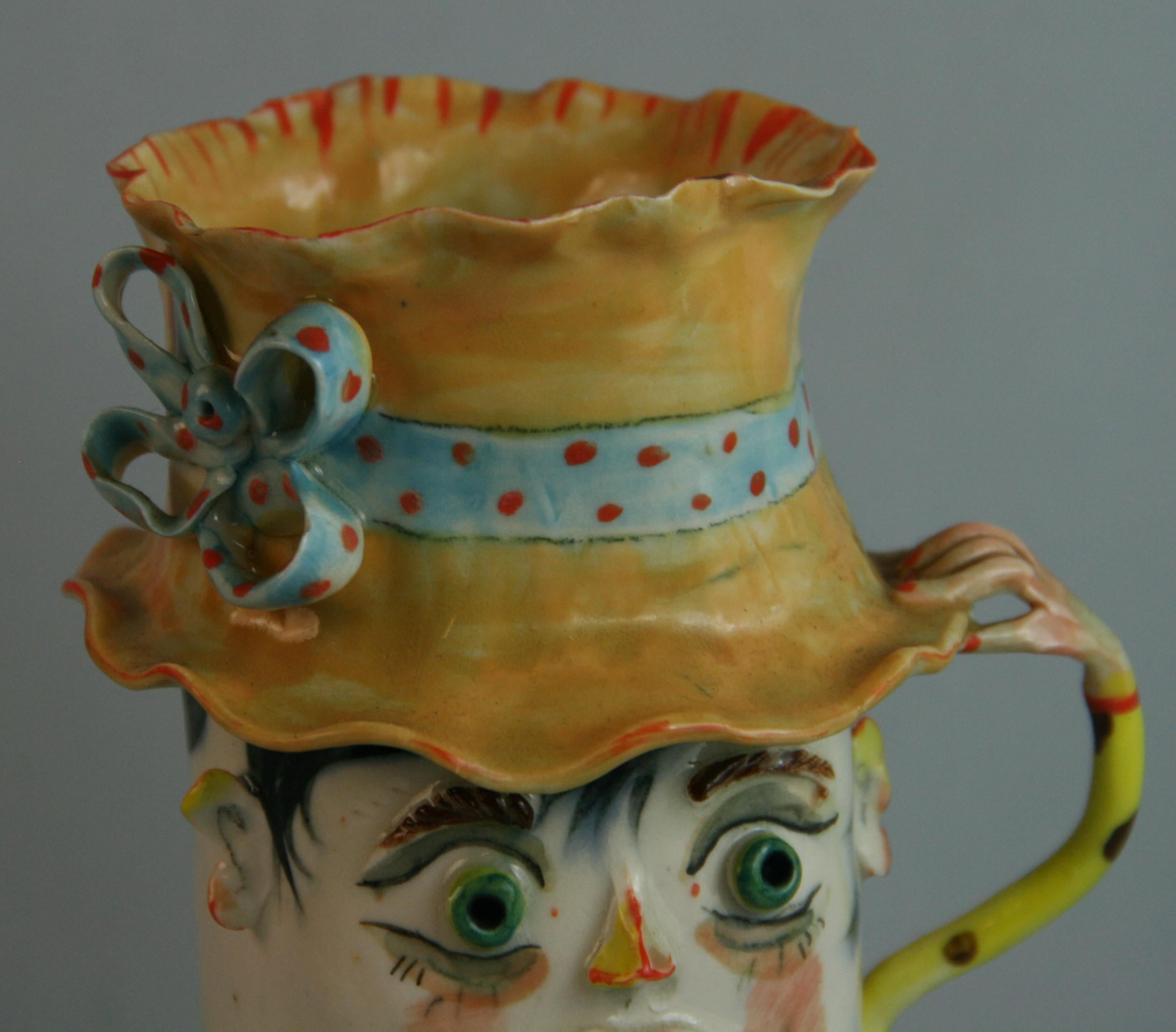 Mid-20th Century Italian Hand Painted Ceramic Figural Vase For Sale