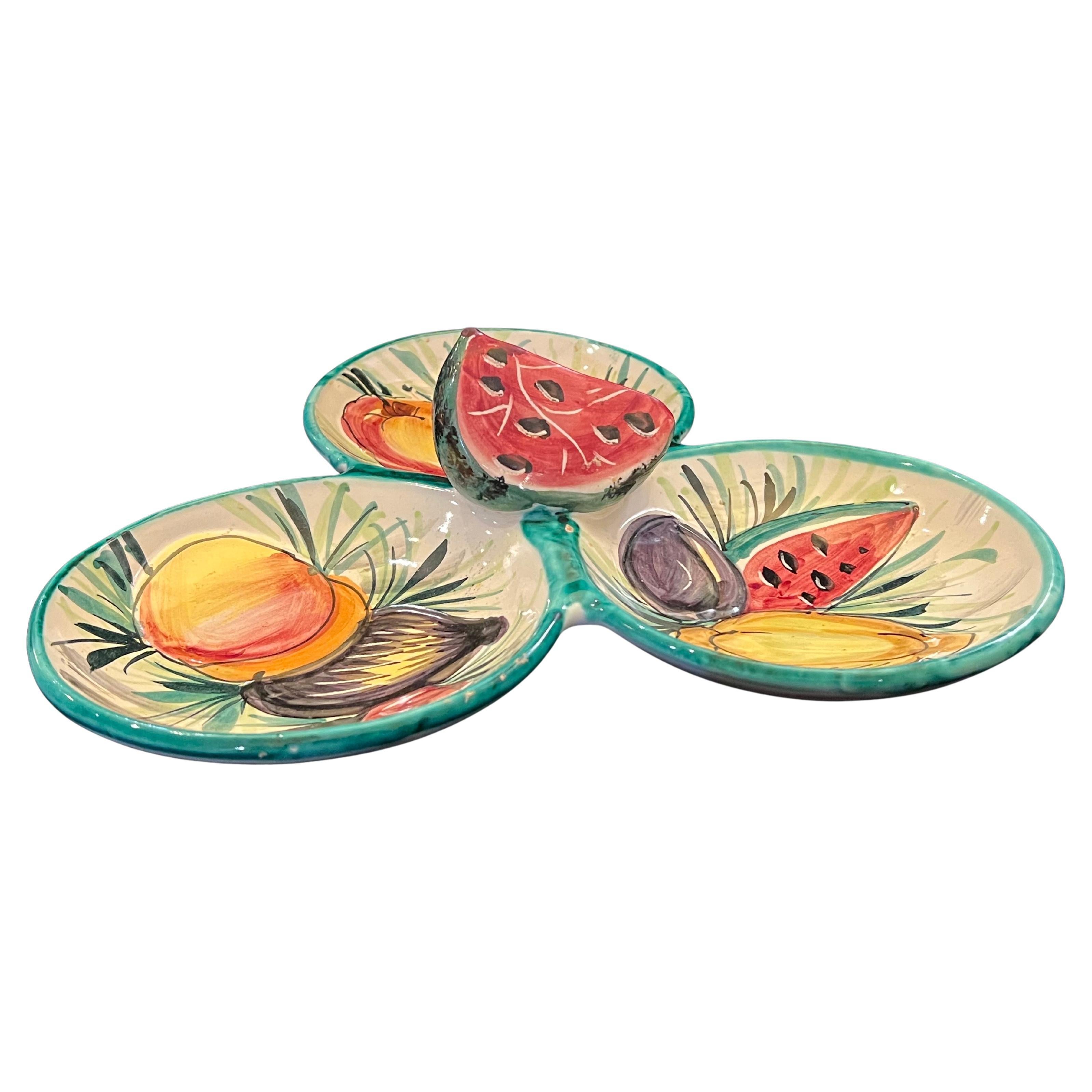 Mid-Century moderno Fruttiera italiana in ceramica dipinta a mano, anni '50 circa in vendita