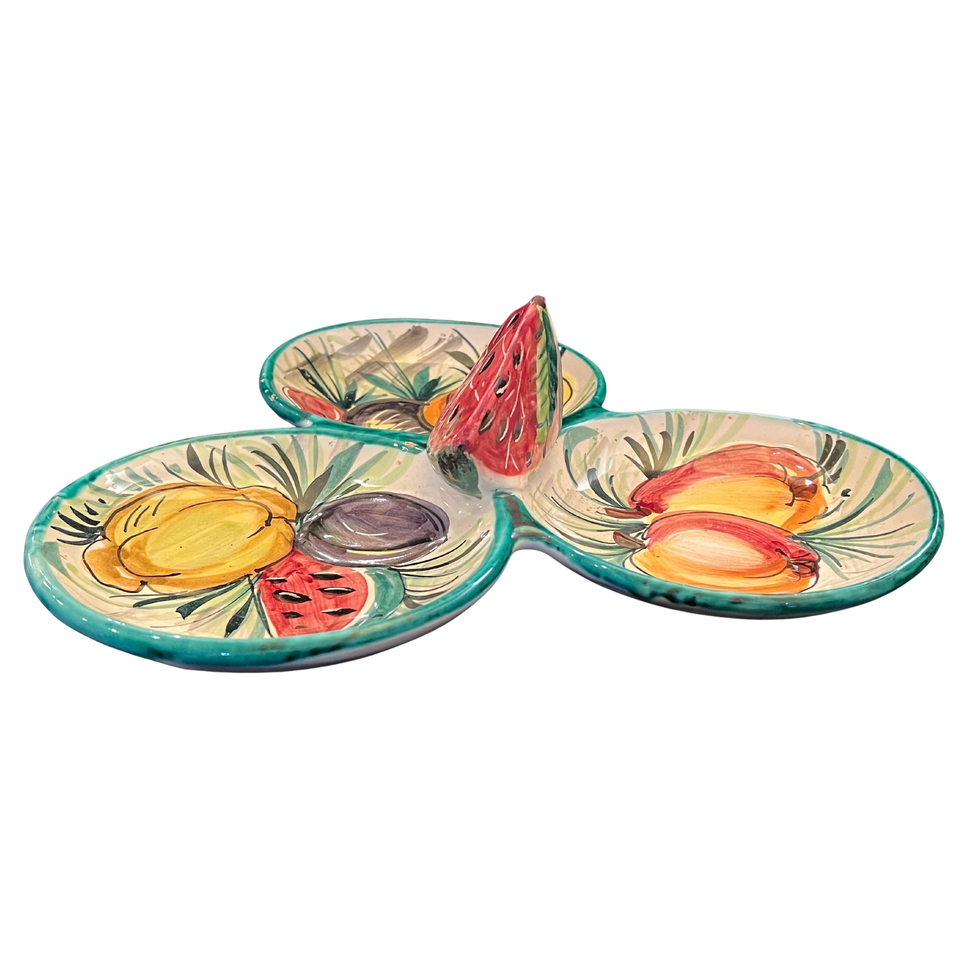 Frutero italiano de cerámica pintado a mano Circa 1950's