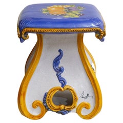 Italian Hand-Painted Ceramic Garden Stool