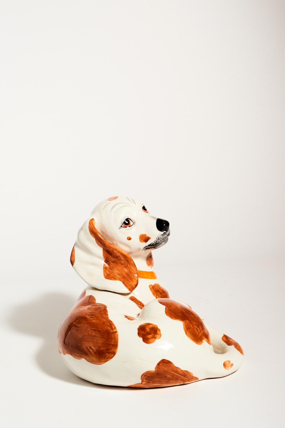 Adorable hand painted ceramic hound from Italy.