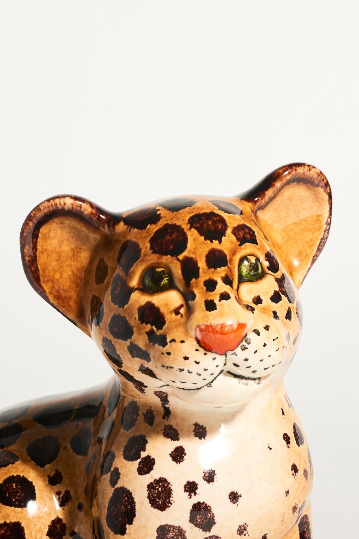 Italian Hand Painted Ceramic Leopard Cub 1