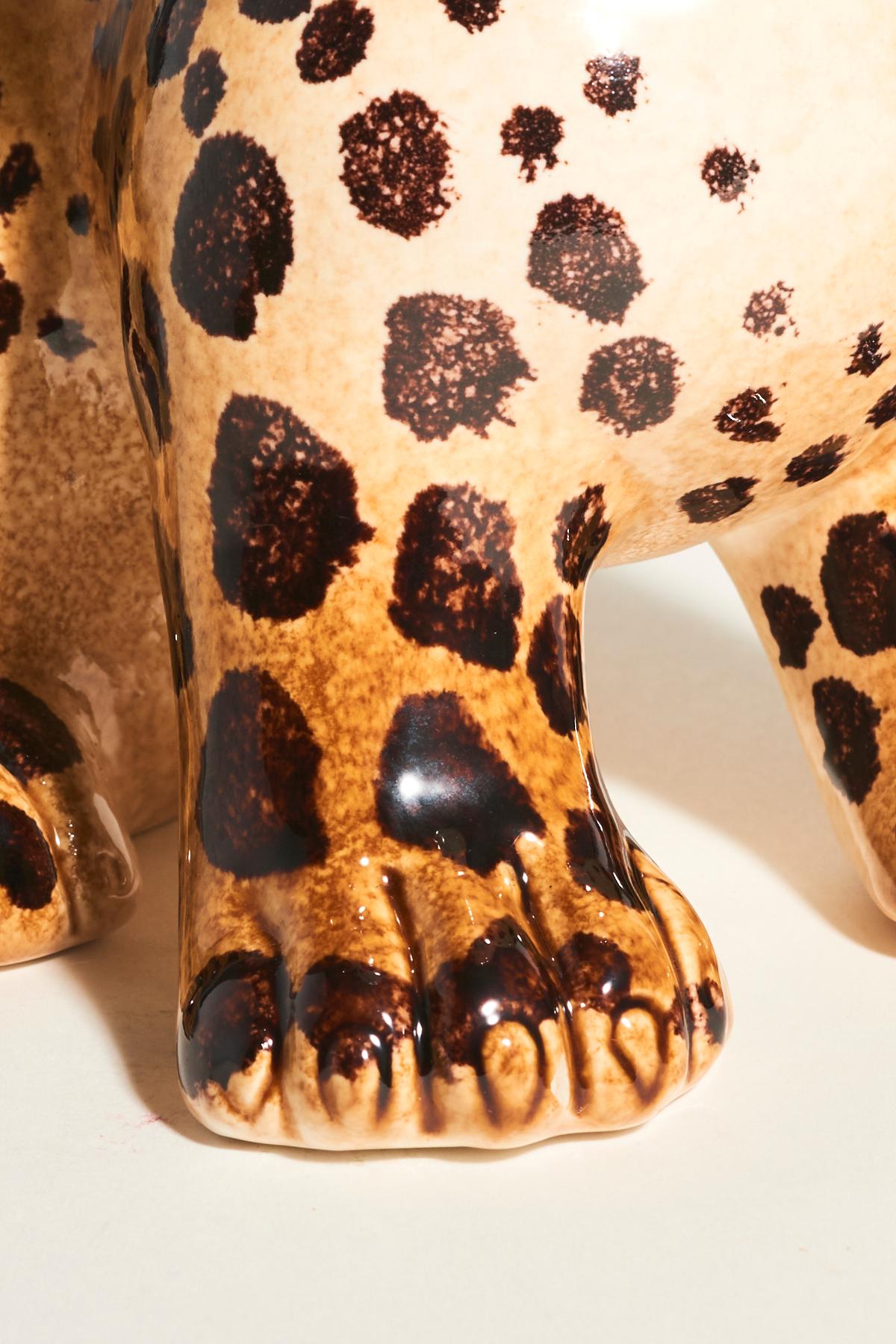 Italian Hand Painted Ceramic Leopard Cub 2