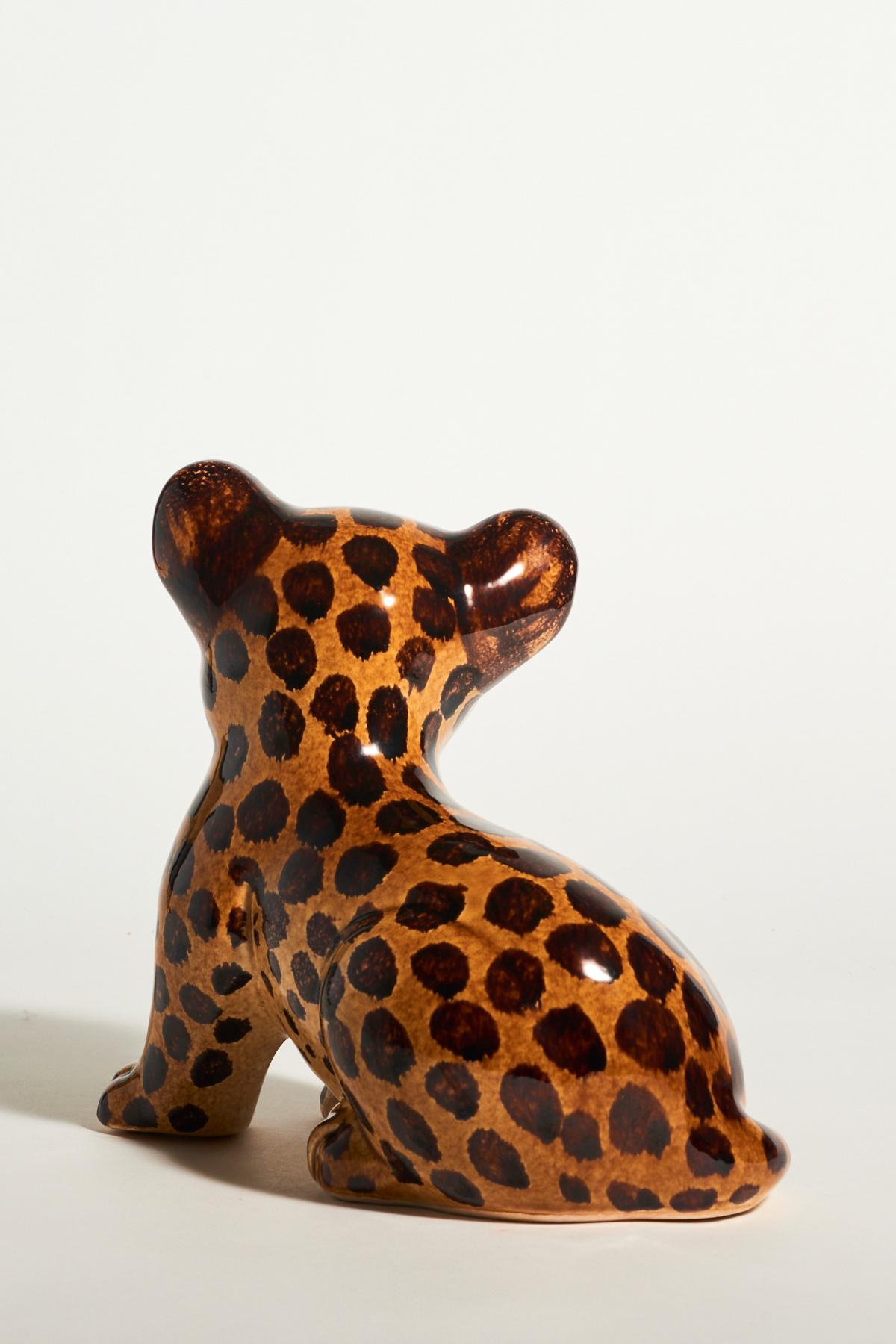 Italian Hand Painted Ceramic Leopard Cub 3