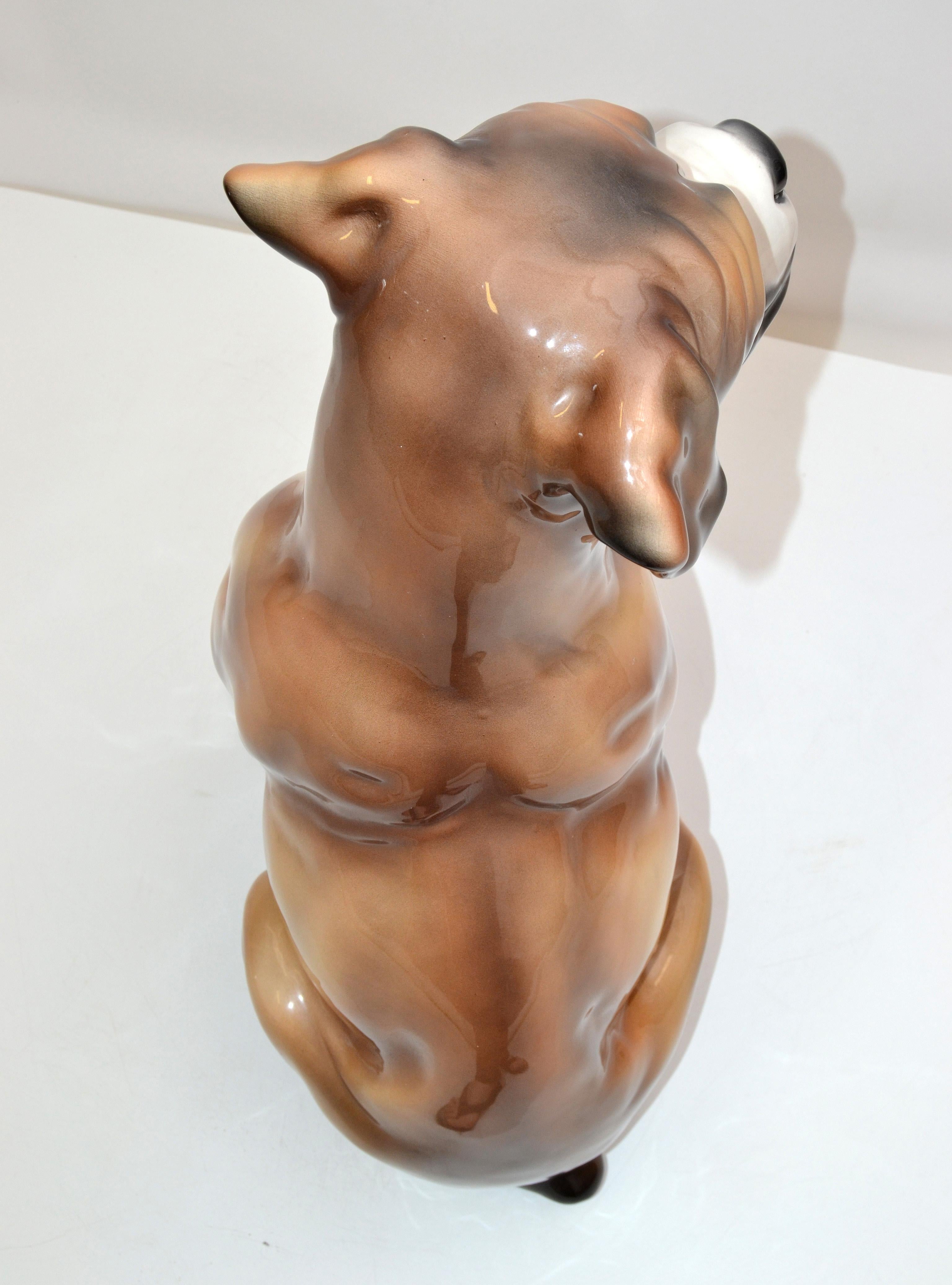 Italian Hand Painted & Ceramic Life-sized Boxer Dog Statue, Animal Sculpture In Good Condition In Miami, FL