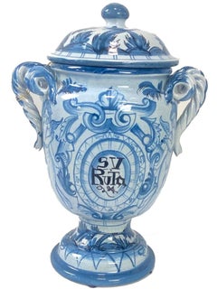 Italian Hand-Painted Ceramic Urn SV Ruta Classical Decorative Art Vase