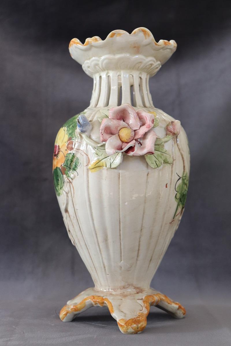Fin du 20e siècle Vase italien peint à la main par Bassano en vente