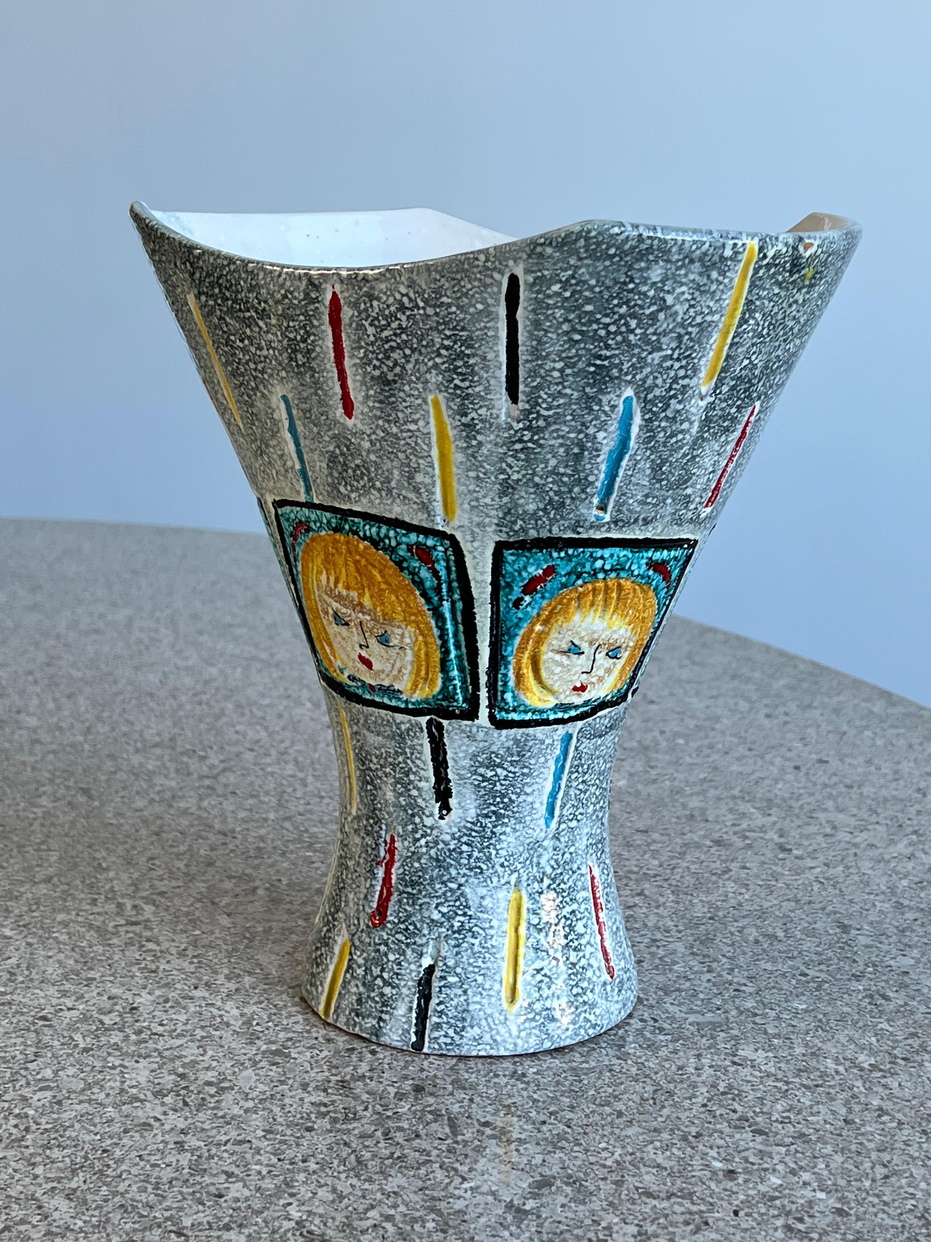 Late 20th Century Italian Hand Painted Ceramic Vase by Bica For Sale