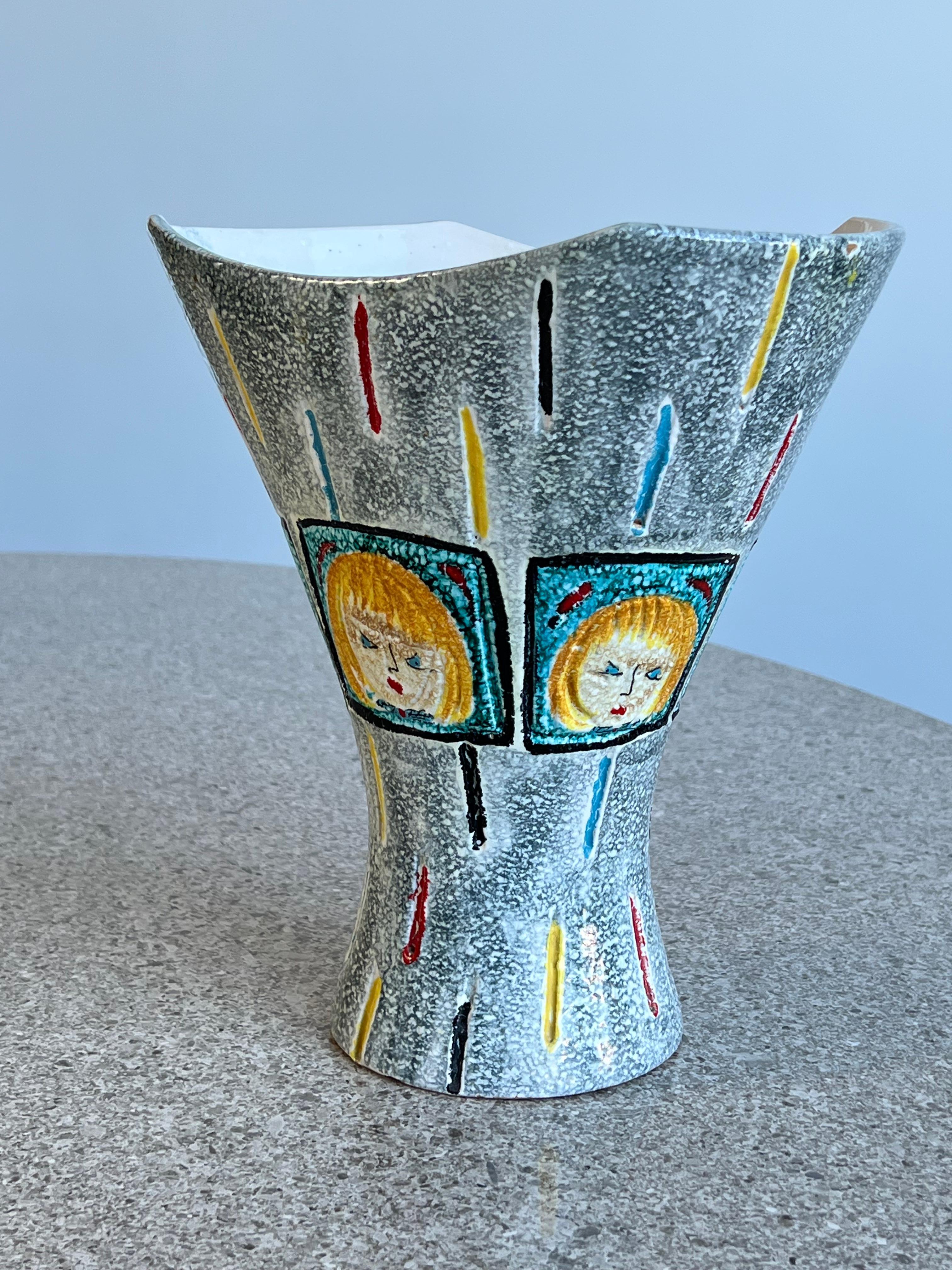 Italian Hand Painted Ceramic Vase by Bica For Sale 1