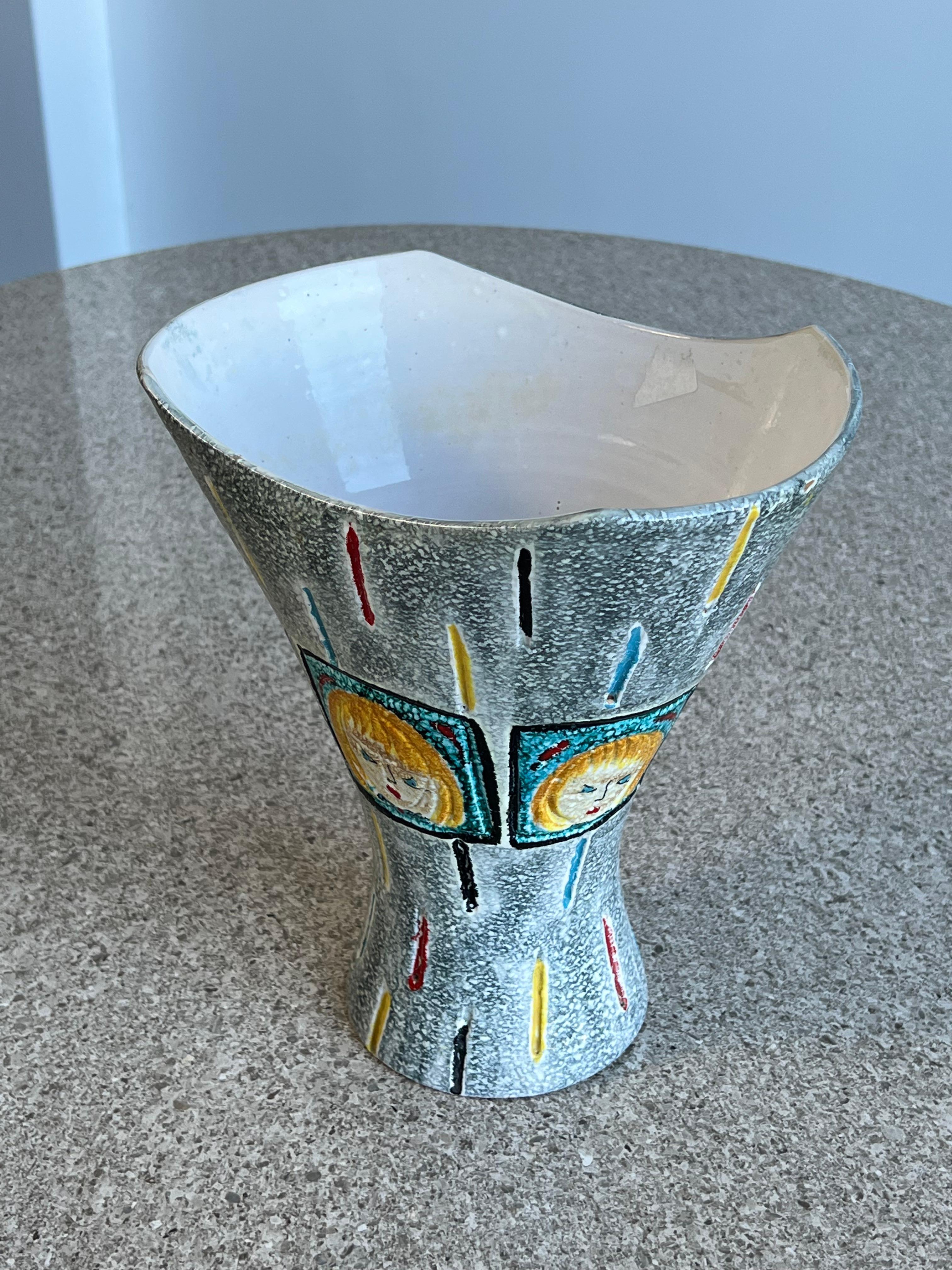 Italian Hand Painted Ceramic Vase by Bica For Sale 2