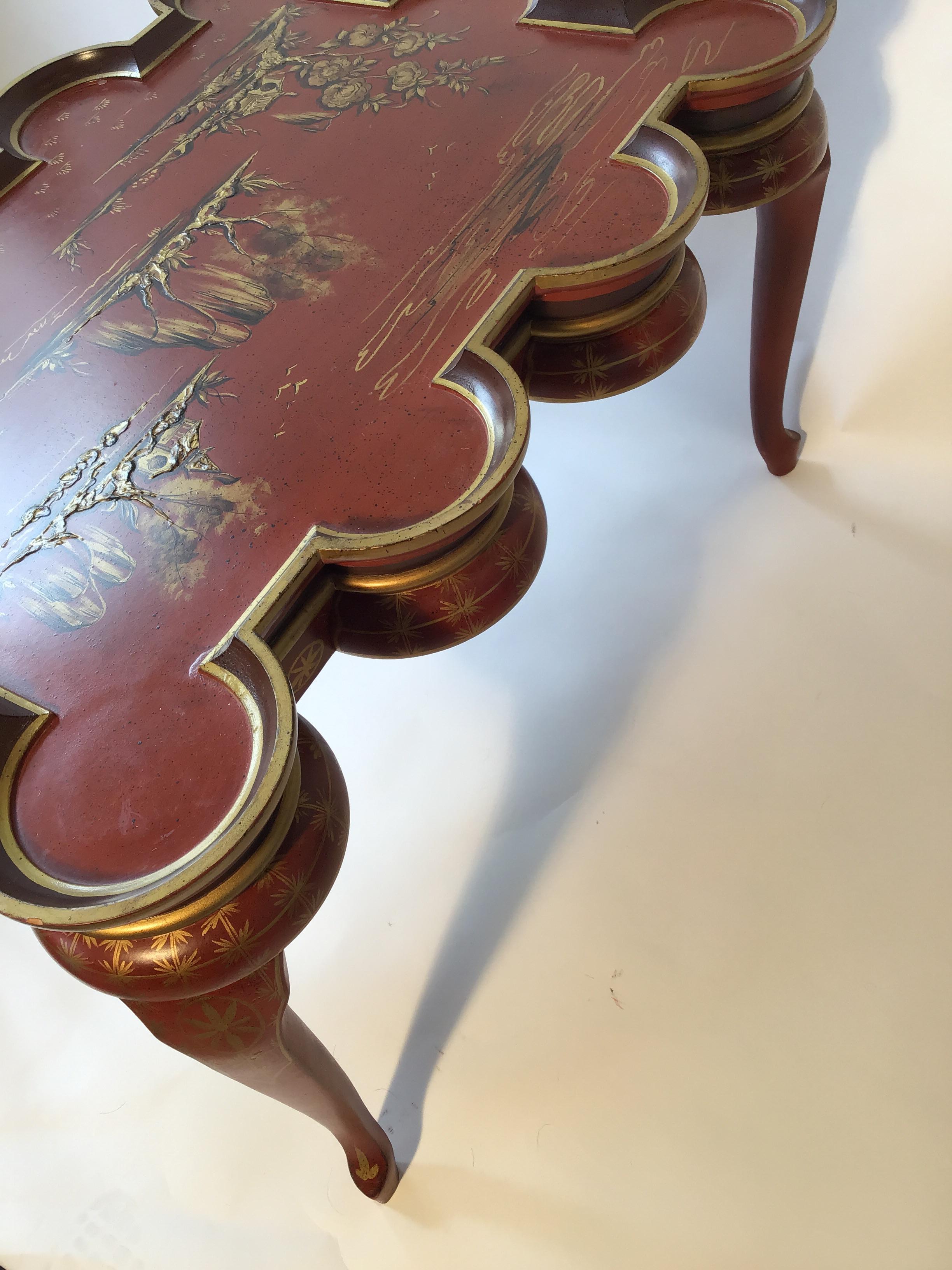 Italian Hand Painted Chinoiserie Coffee Table 5