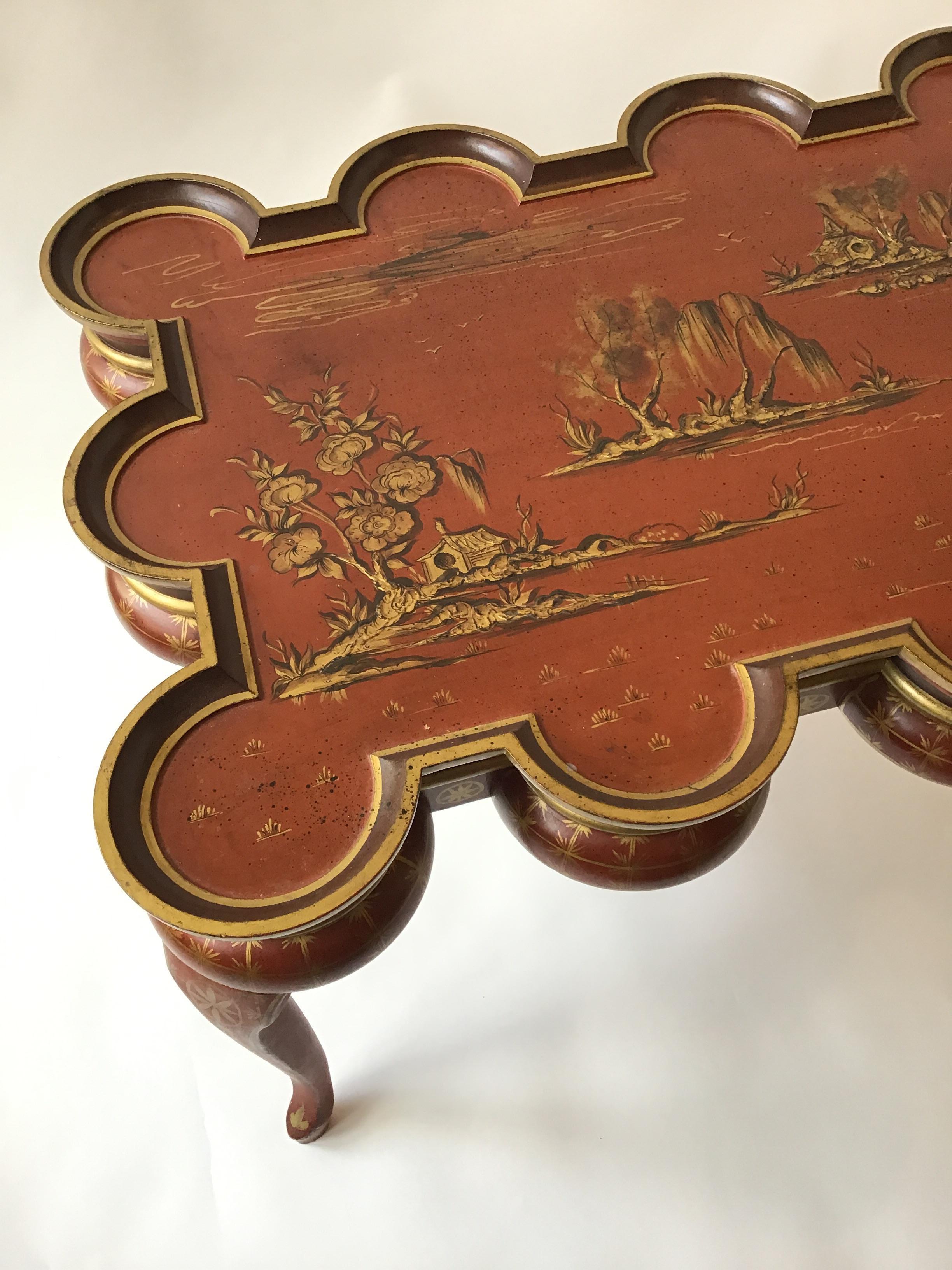Italian Hand Painted Chinoiserie Coffee Table In Good Condition In Tarrytown, NY