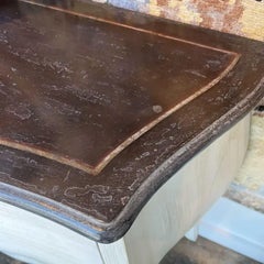 Italian Hand-Painted Commode in Antiqued White with Rose Motif Black Top, 1990