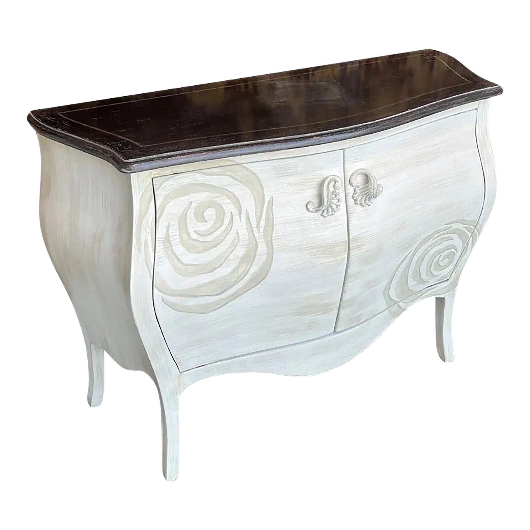 Italian Hand-Painted Commode with Rose Motif For Sale