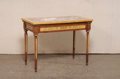 Italian Hand-Painted Console Table w/Inlay Marble Top