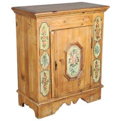 Antique Italian Hand Painted Country Pine Confitureier Cabinet from Tuscany