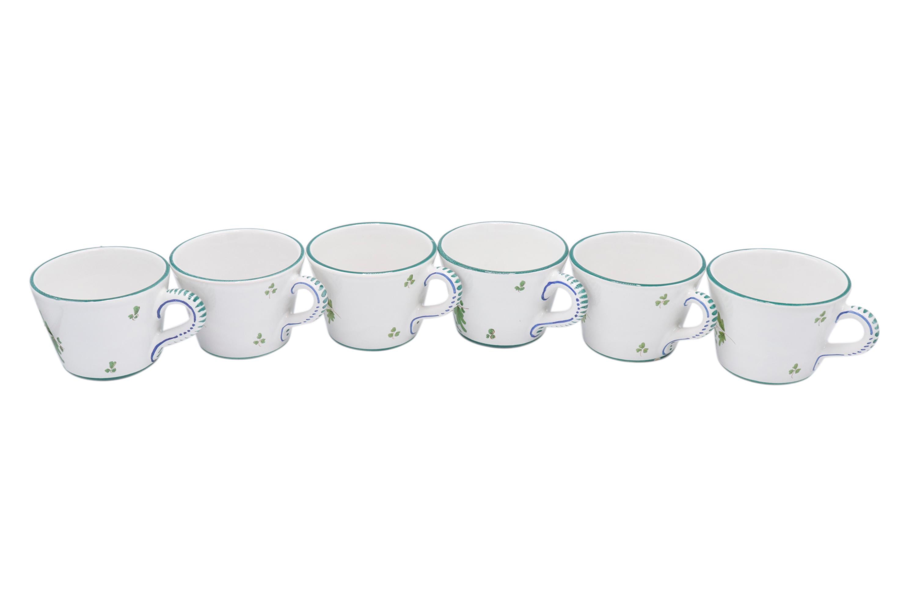 Italian Hand Painted Cups, Set of 6 In Good Condition For Sale In Bradenton, FL