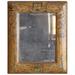 Miroir italien peint à la main en forme de coussin, seconde moitié du 19ème siècle