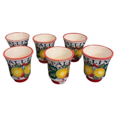 Juego de 6 tazas italianas de Deruta pintadas a mano con motivos de limoncello y café expreso, de Nova Deruta