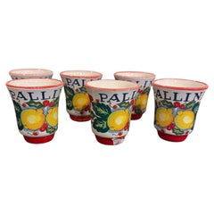 Juego de 6 tazas italianas de Deruta pintadas a mano con motivos de limoncello y café expreso, de Nova Deruta