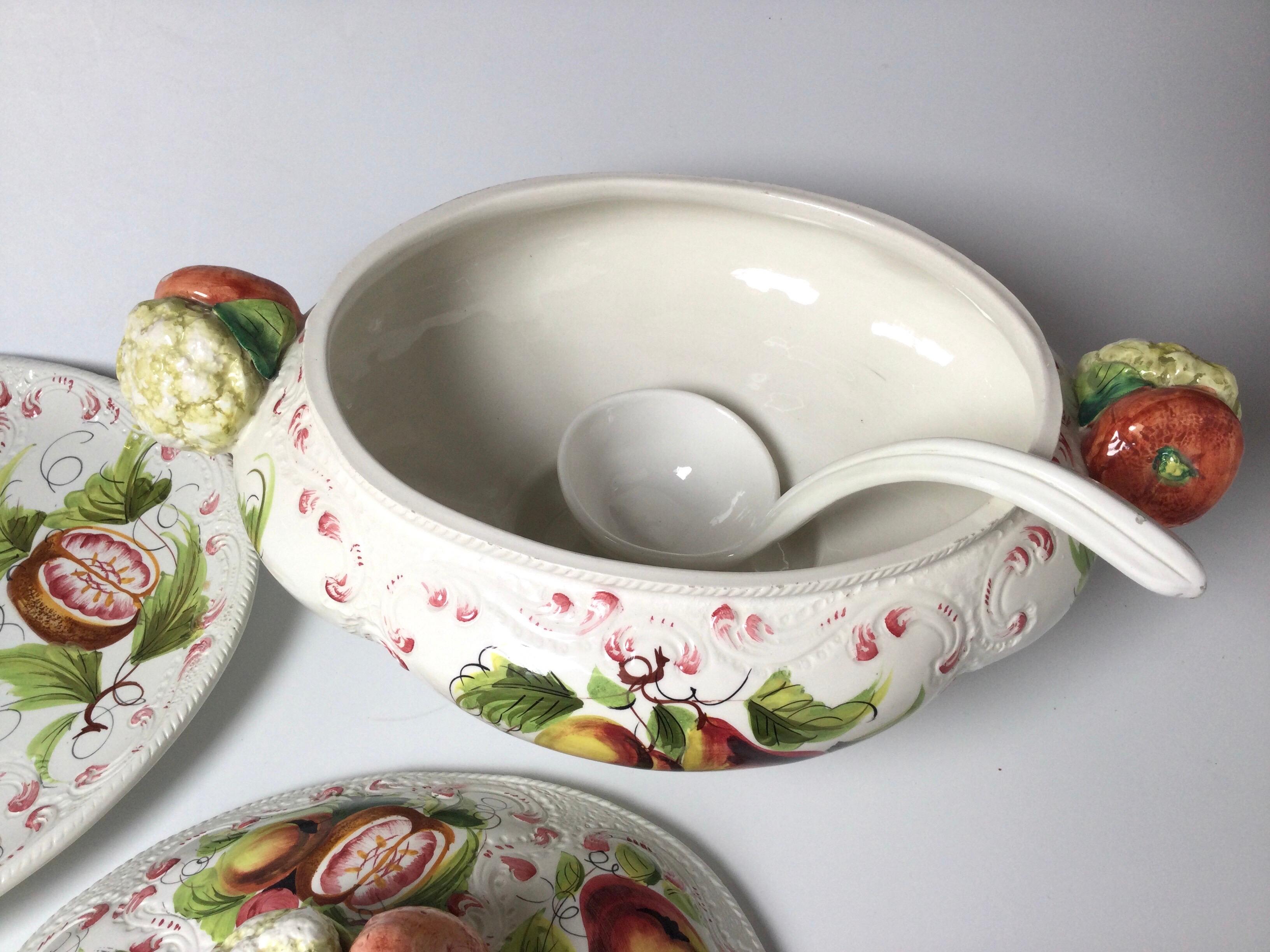 Italian Hand Painted Faience Glazed Tureen 2