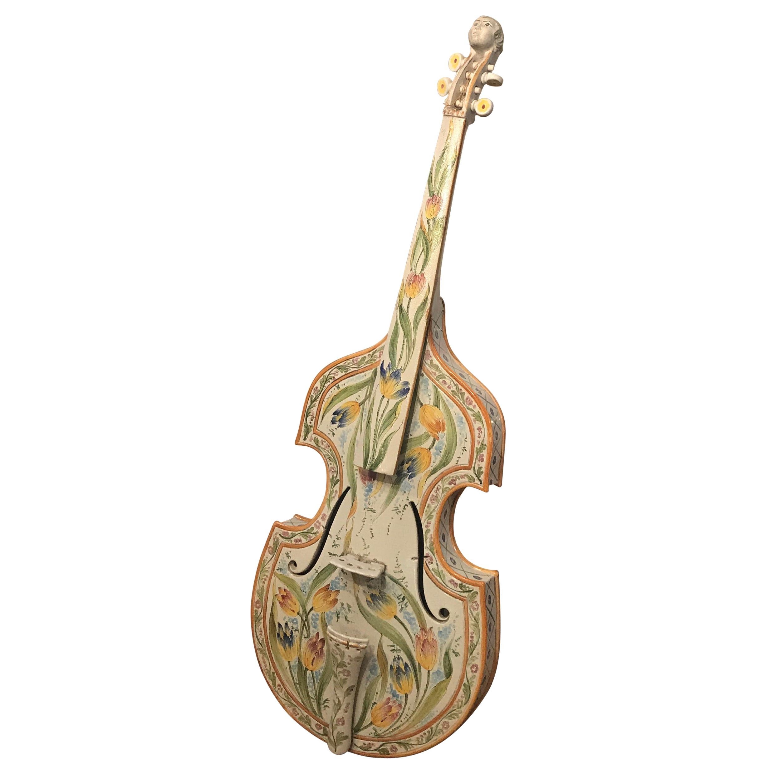 Italian Hand Painted Faince Pottery Cello