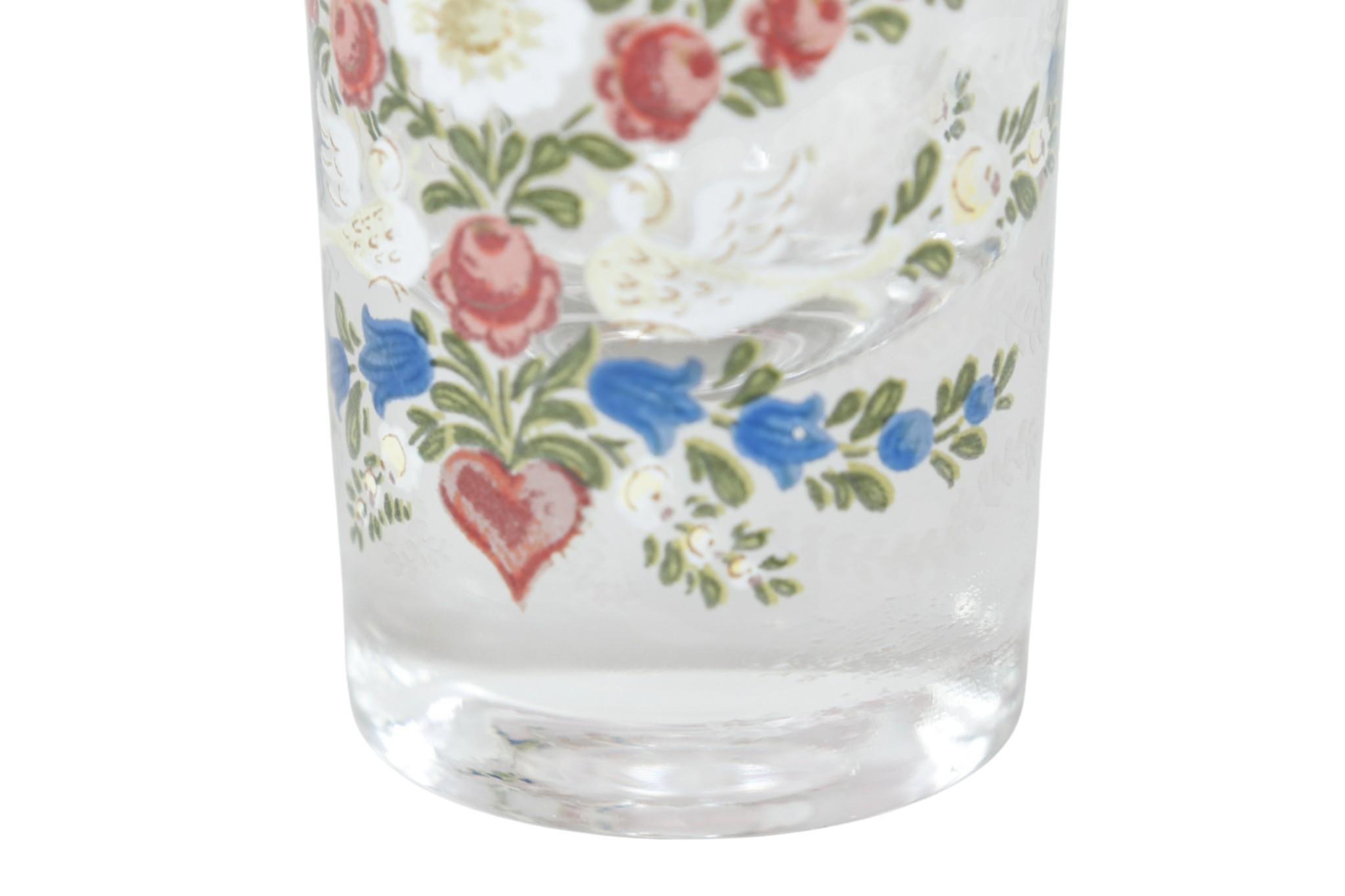 Italienische handgemalte Blumen-Schnapsgläser, 4er-Set (Glas) im Angebot