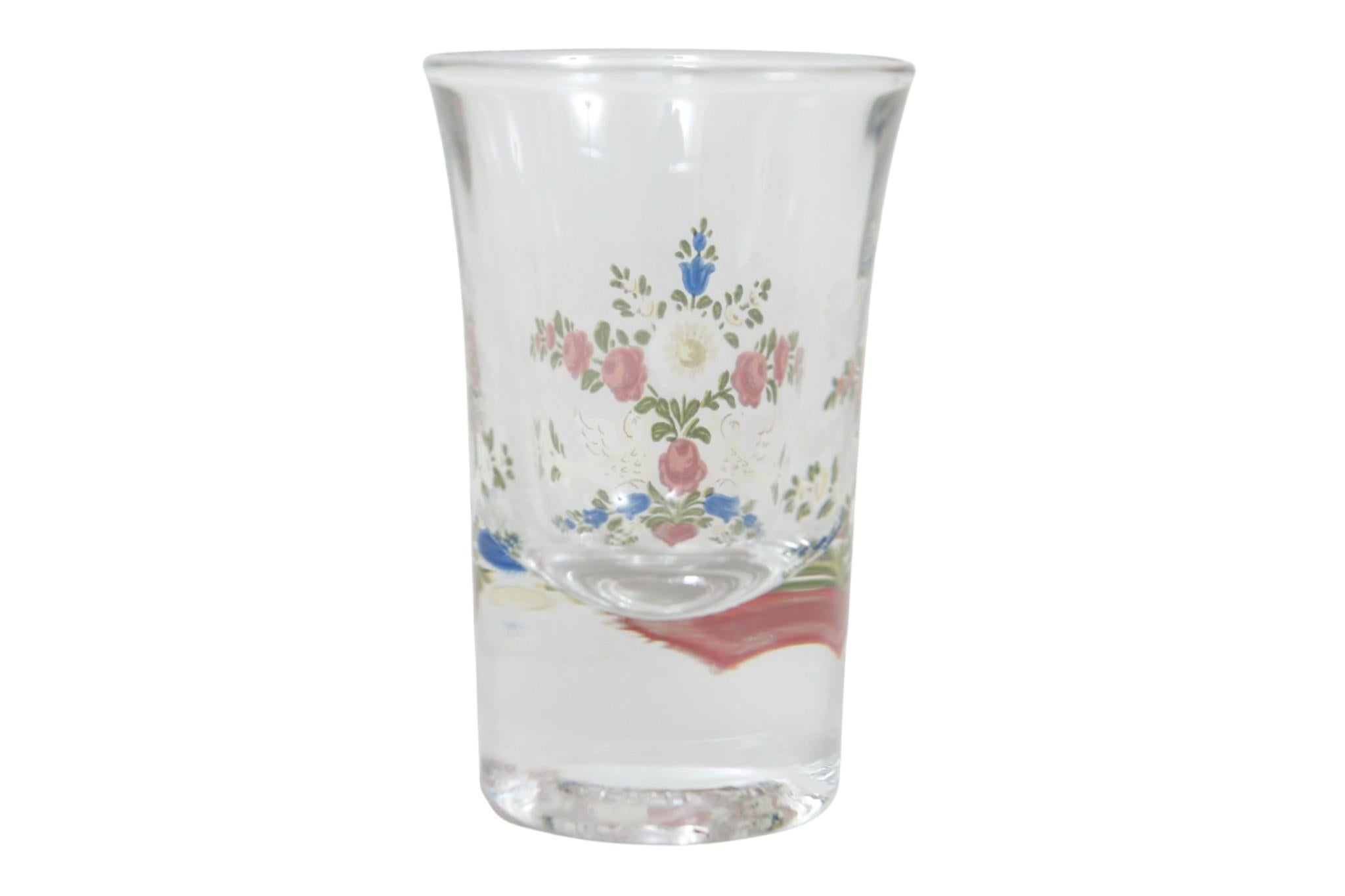 Italienische handgemalte Blumen-Schnapsgläser, 4er-Set im Angebot 1