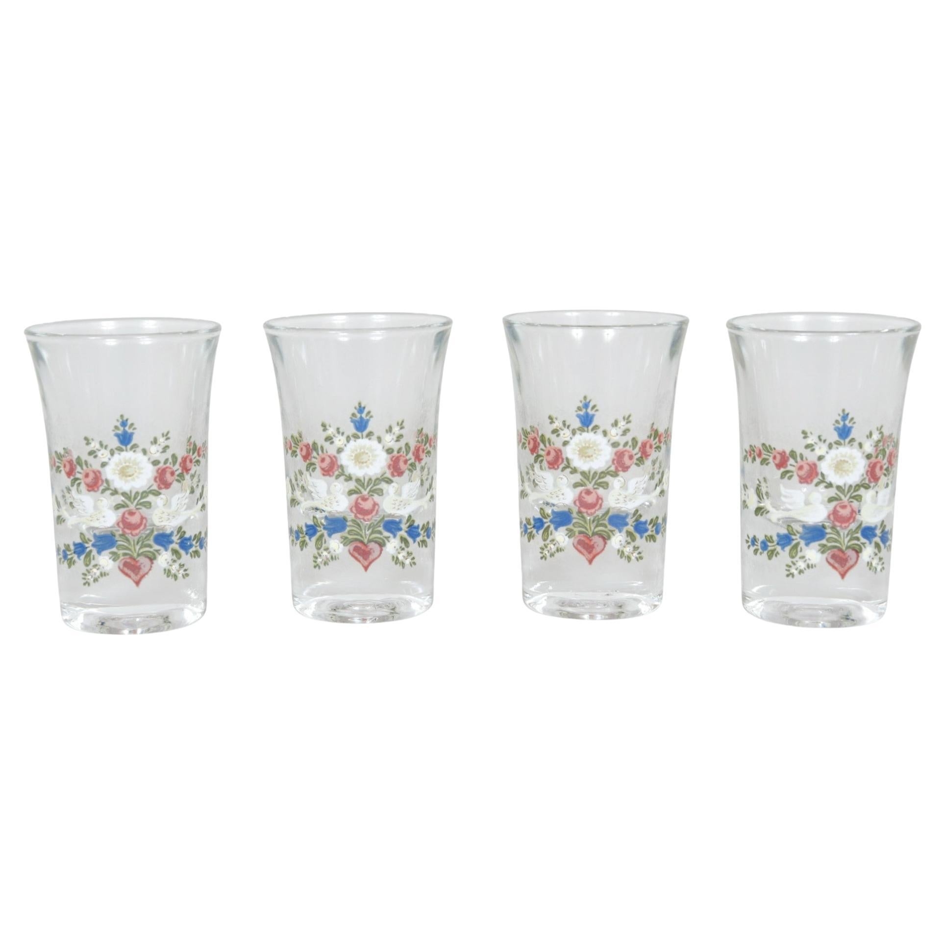 Verres à liqueur italiens peints à la main, lot de 4