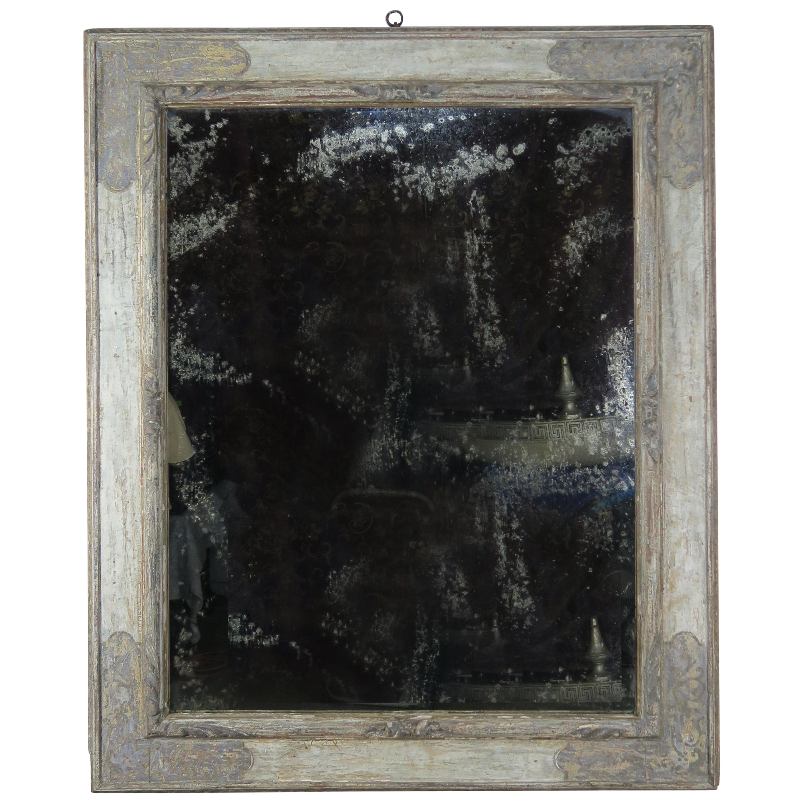 Italian Hand Painted Frame with Lightly Distressed Mirror Inset