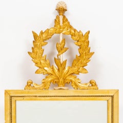 Italian Hand Painted Giltwood Frame Louis XVI Style Wall Mirror