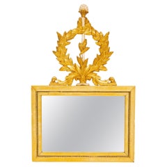 Italienischer handbemalter Wandspiegel mit Rahmen aus vergoldetem Holz im Louis-XVI.-Stil