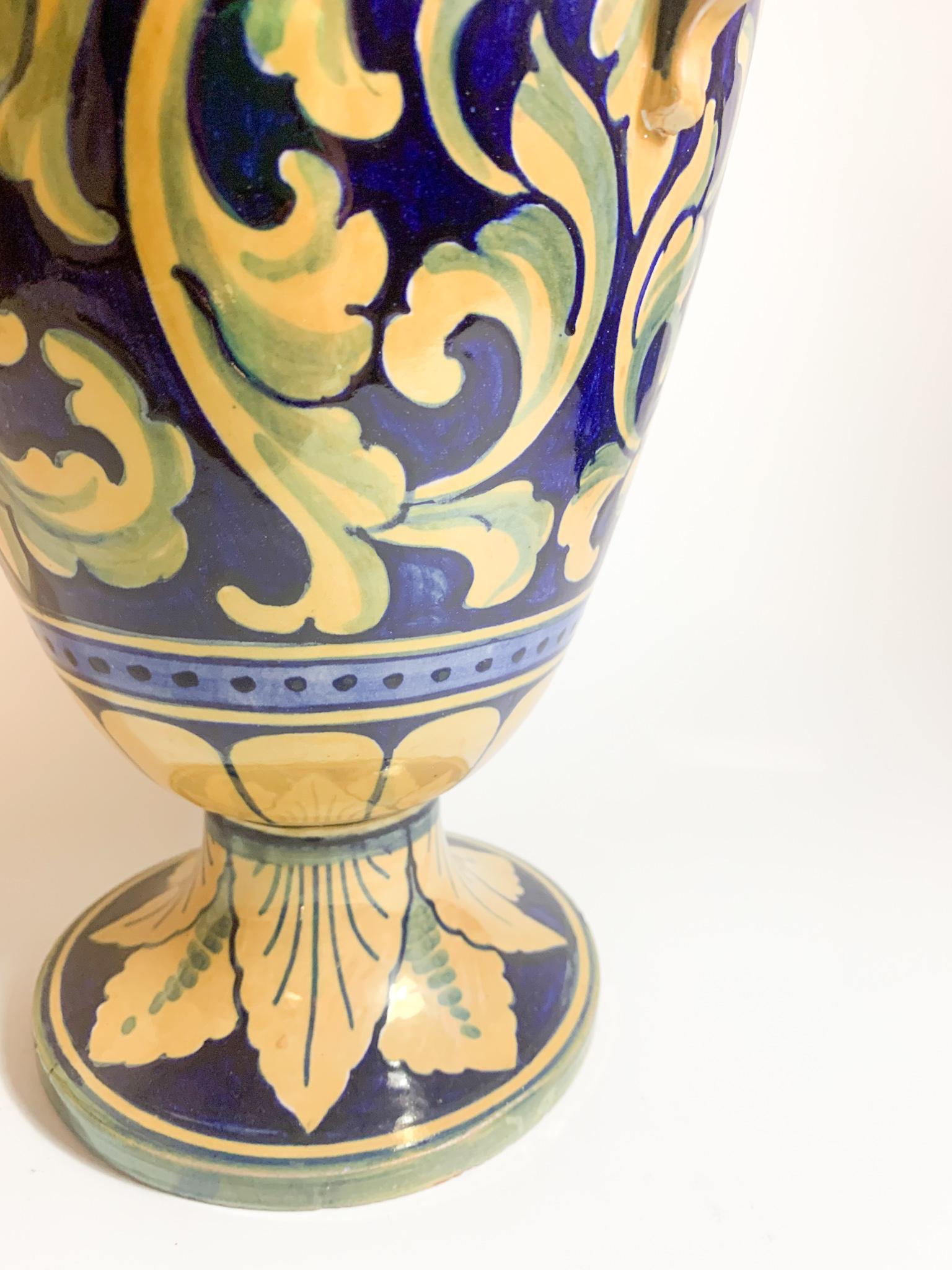 Italian Hand Painted Iridescent Ceramic Vase by Gualdo Tadino from the 1950s For Sale 2