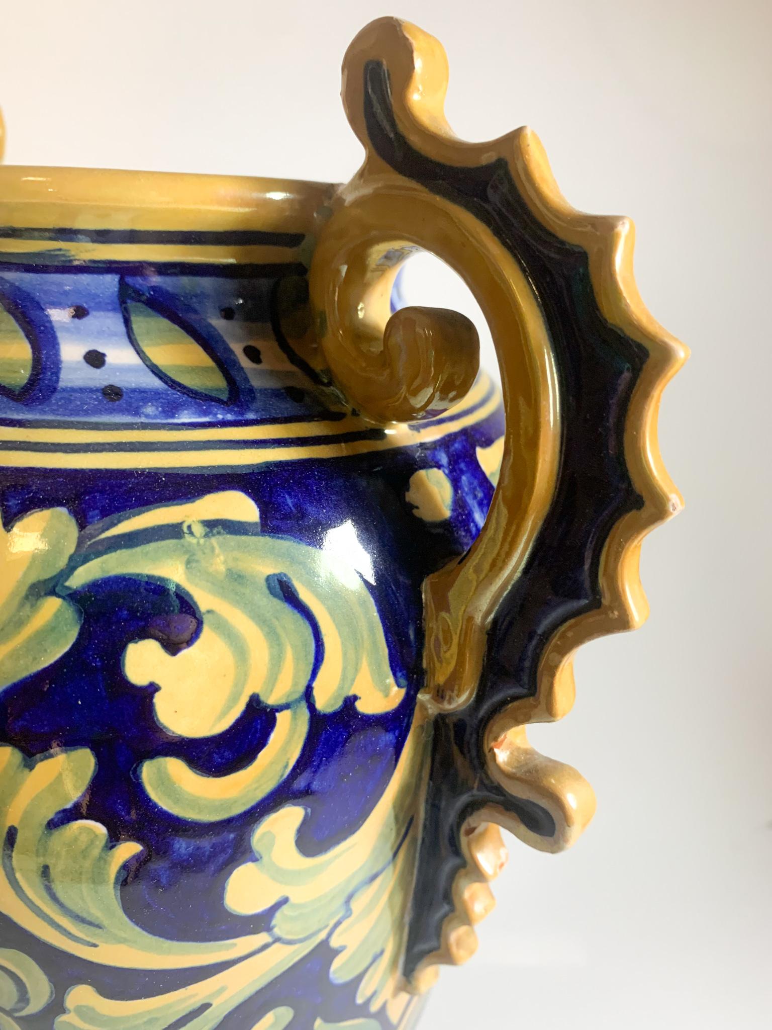 Italian Hand Painted Iridescent Ceramic Vase By Gualdo Tadino From The 