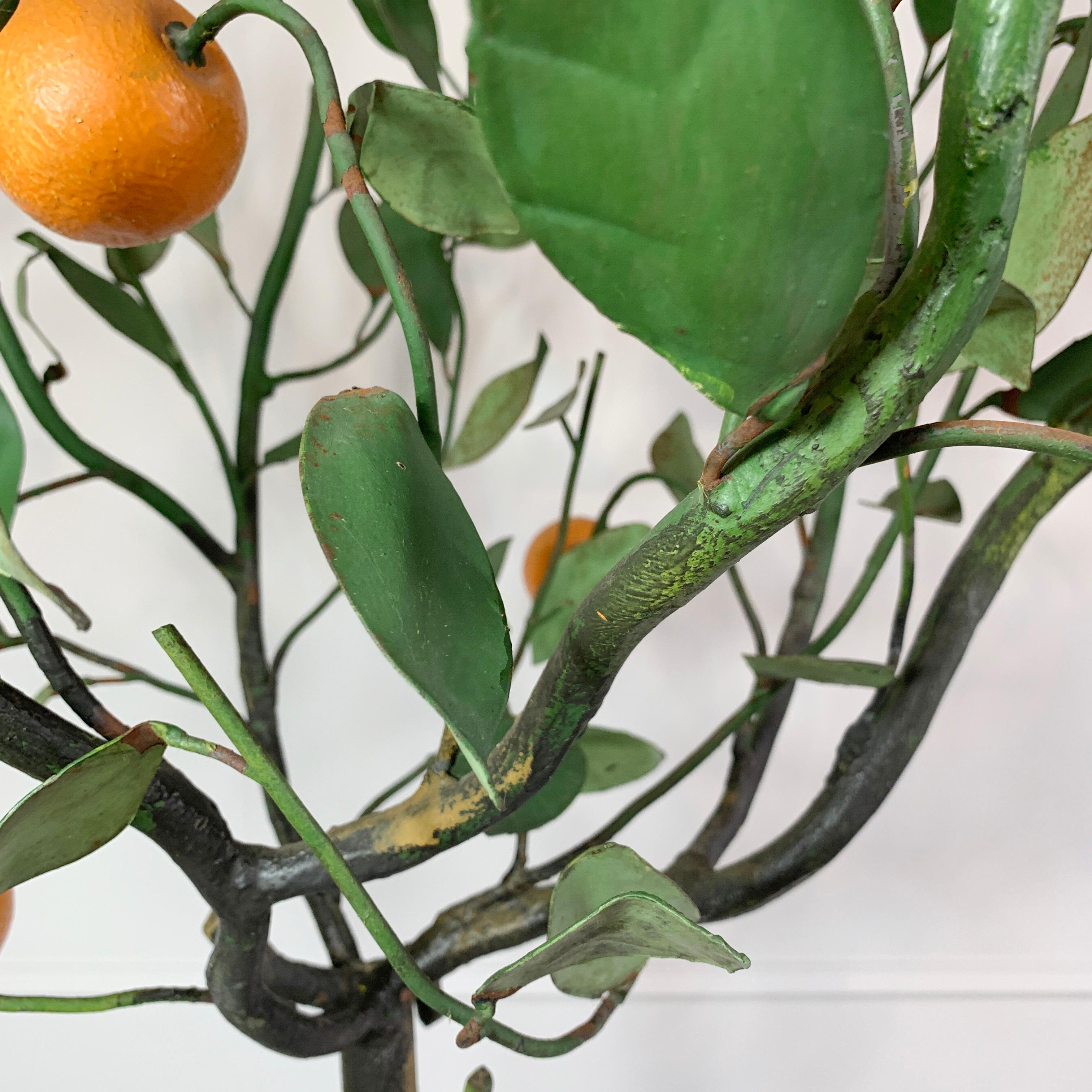 Italian Hand Painted Iron Tole Orange Tree, 1950’s In Good Condition In Hastings, GB