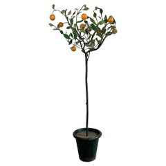 Italian Hand Painted Iron Tole Orange Tree, 1950’s