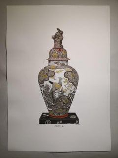 Italian Hand Painted Japanese "HIZEN" Vase Print