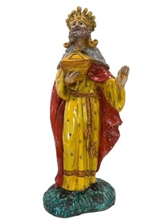 Italian Hand-Painted King Ceramic Figurine, Elegant Decorative Collectible Art S