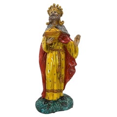 Italian Hand-Painted King Ceramic Figurine, Elegant Decorative Collectible Art S
