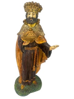 Italian Hand-Painted King Ceramic Figurine, Traditional Decorative Collectible A