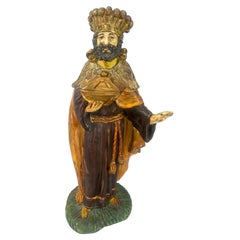 Italian Hand-Painted King Ceramic Figurine, Traditional Decorative Collectible A