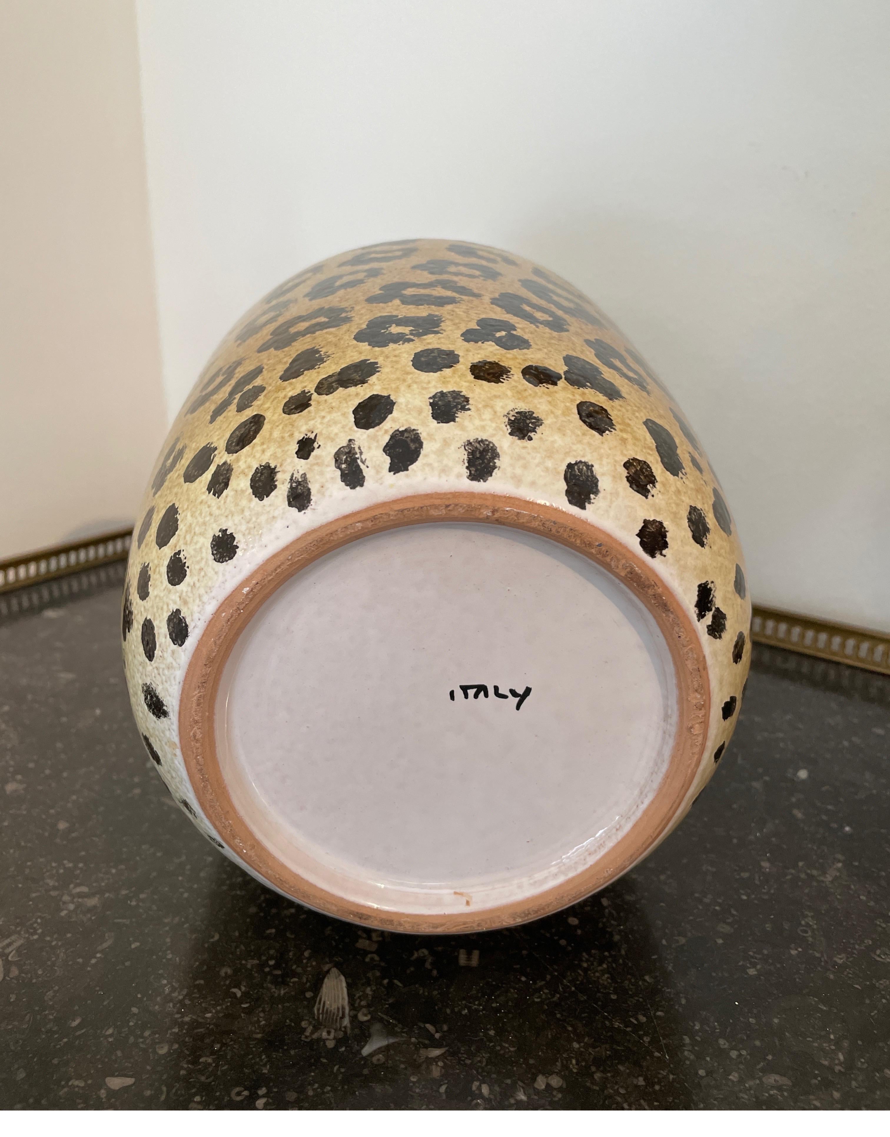 20th Century Italian Hand Painted Leopard Cache Pot