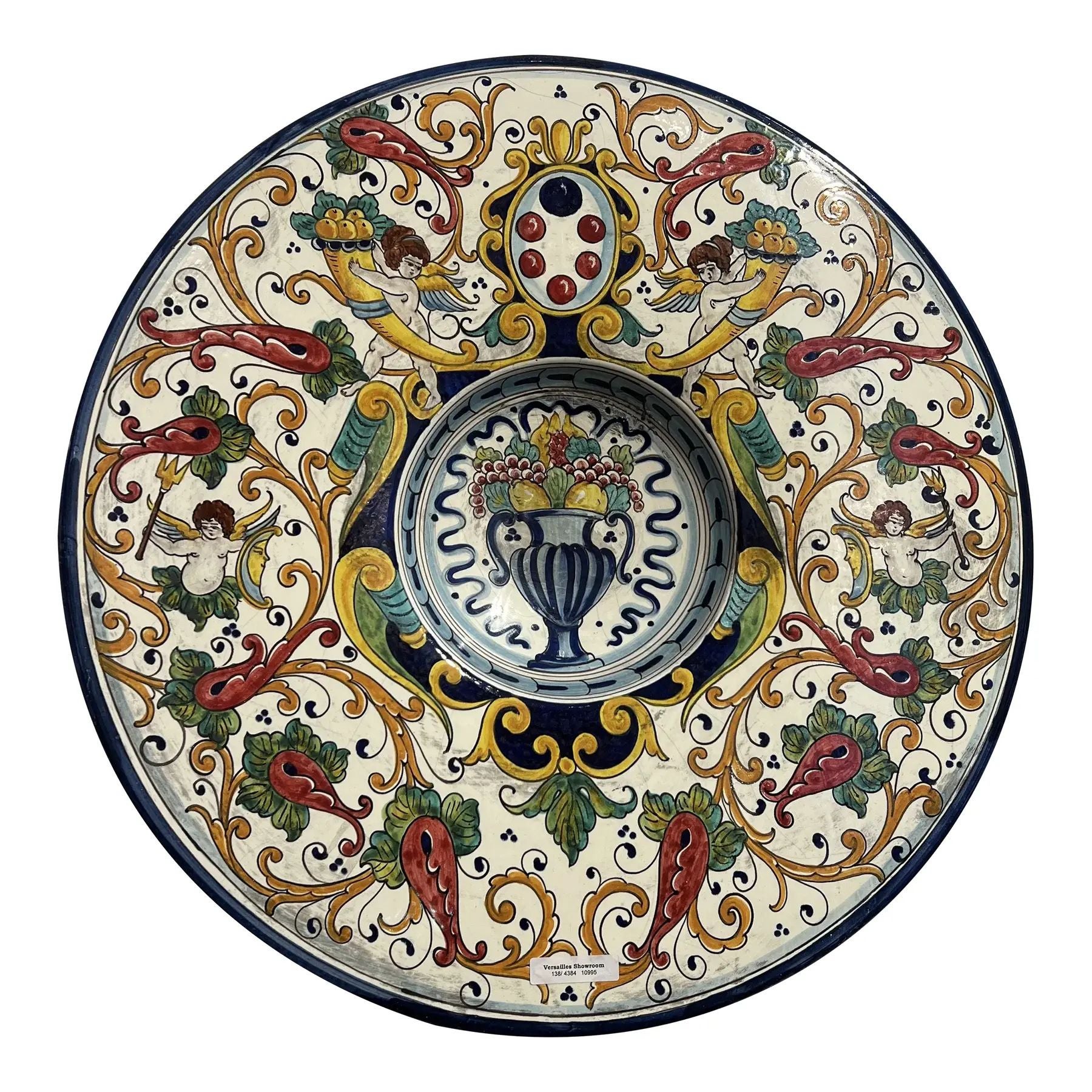Italian Majolica Style Hand-Painted Decorative Plate
