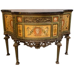 Italian Hand Painted Marble Top Commode