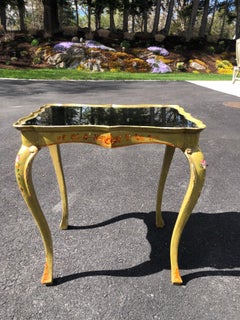 Italian Hand Painted Mirror Top Side Table